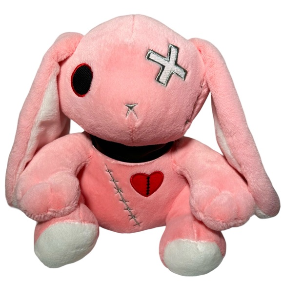 Toy Plush Rabbit Bunny 9” Zombie Gothic Pink Stuffed Halloween - Picture 1 of 8